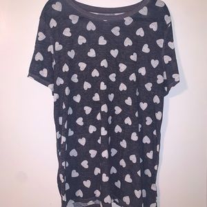Grey & White Heart Classic Fit  T-Shirt- Torrid
